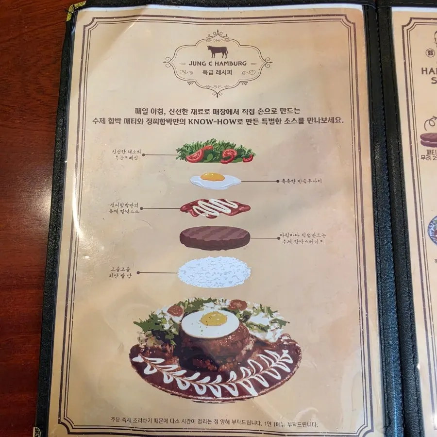 Hamburg steak menu and prices