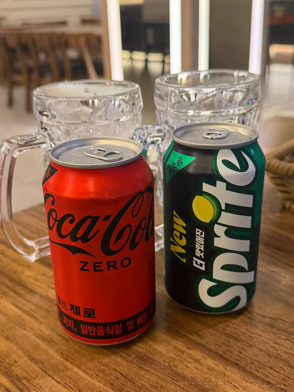 Zero cola and zero cider drinks at Jeongssi Hambak