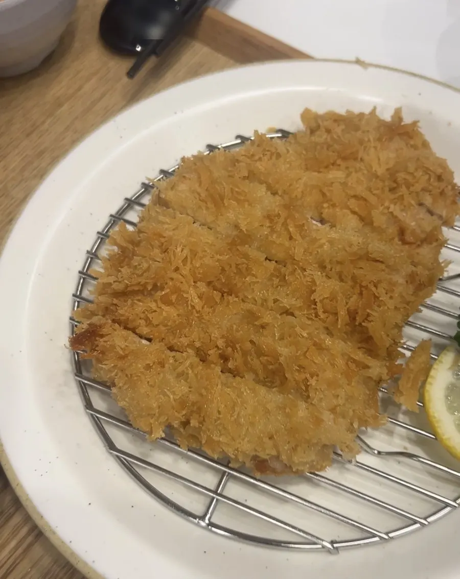 Pork loin katsu set served with rice and soup
