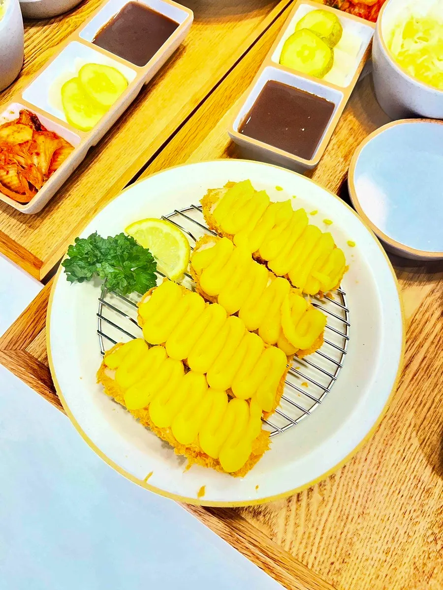 Pork loin katsu dipped in sauce