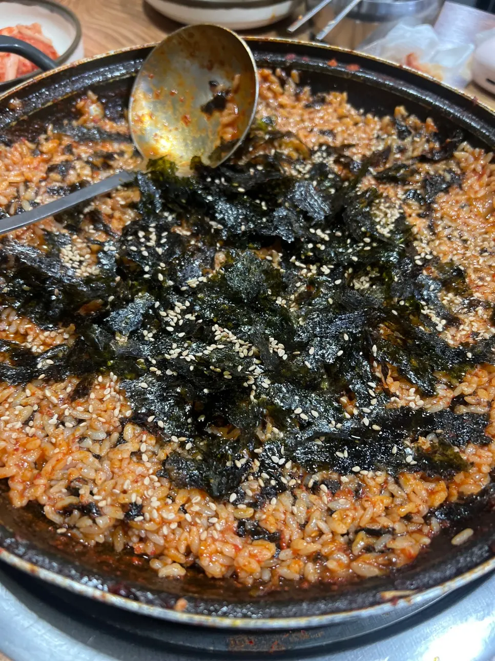 Fried rice made with the remaining sauce