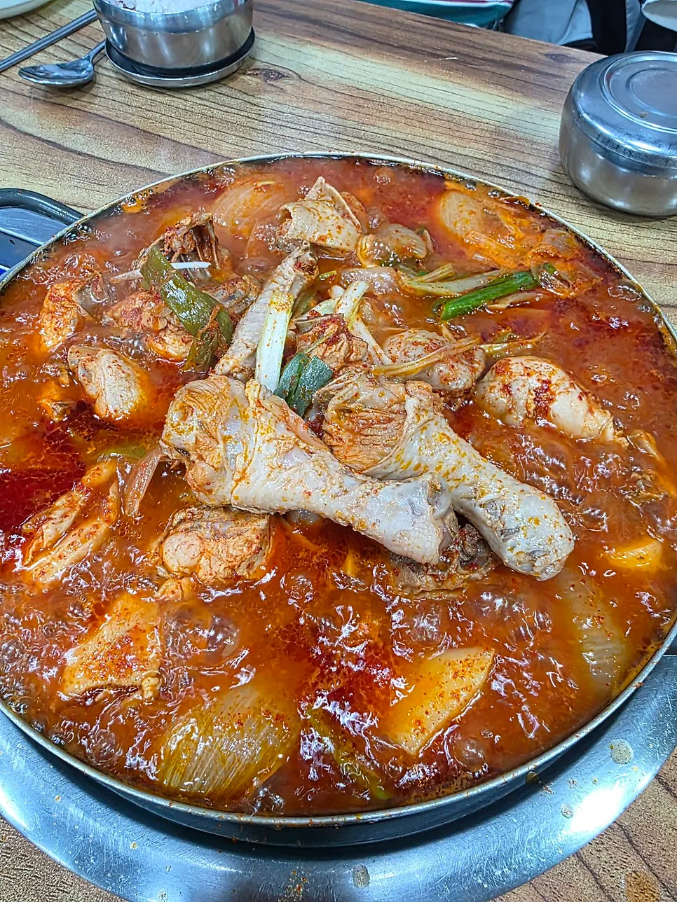 A serving of dakbokkeumtang on a plate