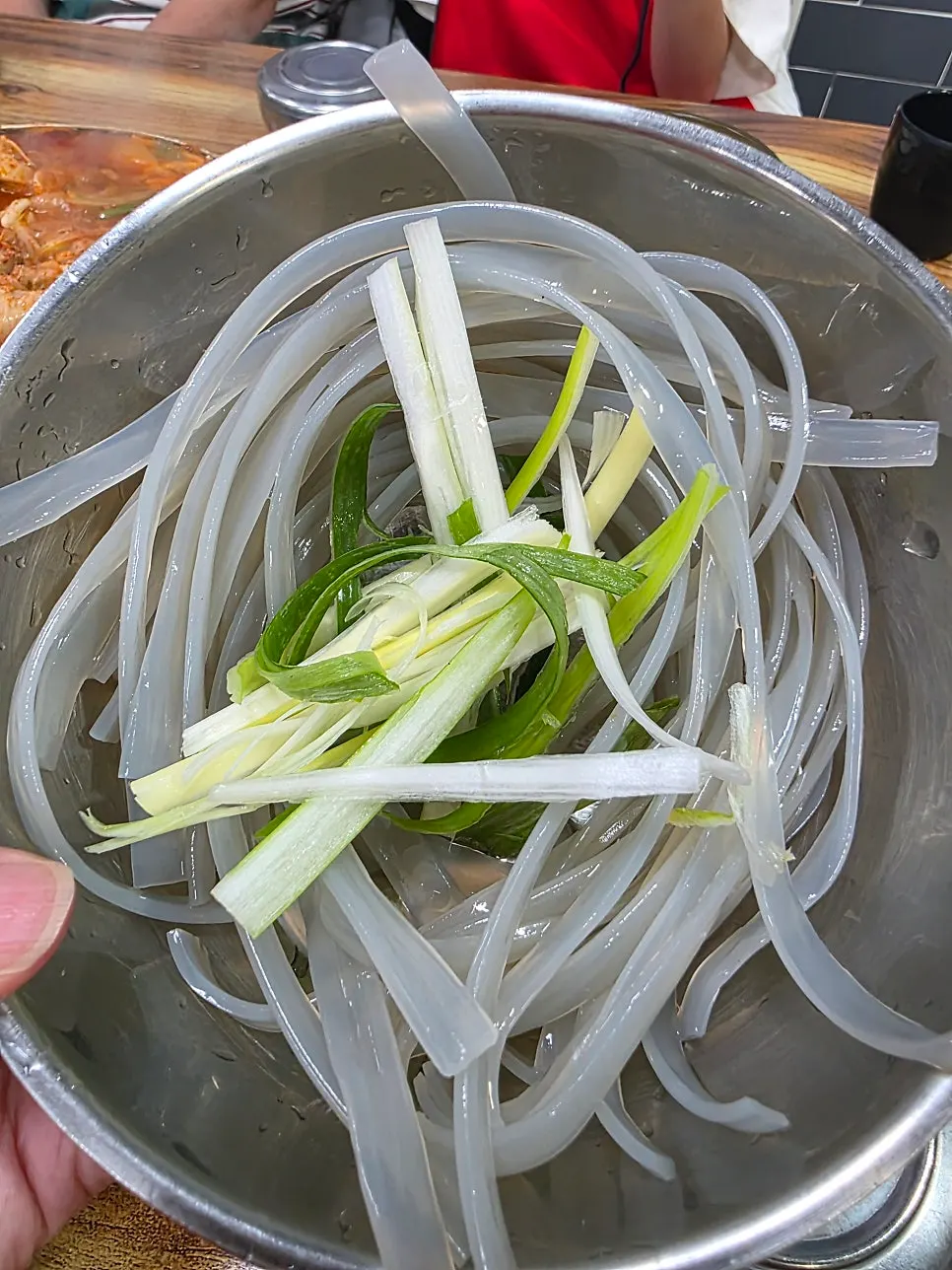 Glass noodles added into the dakbokkeumtang