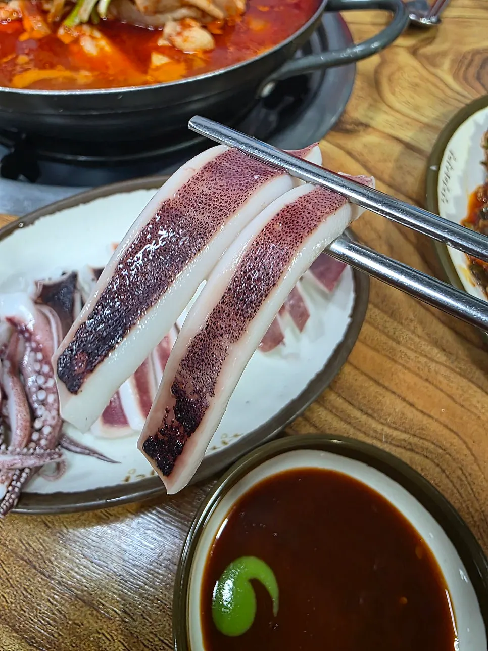 Boiled squid served with chojang sauce