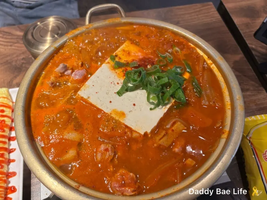 The kimchi jjigae pot emptying out along with the rice