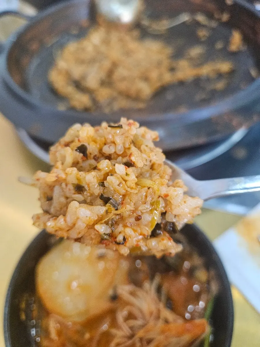 A spoonful of the fried rice
