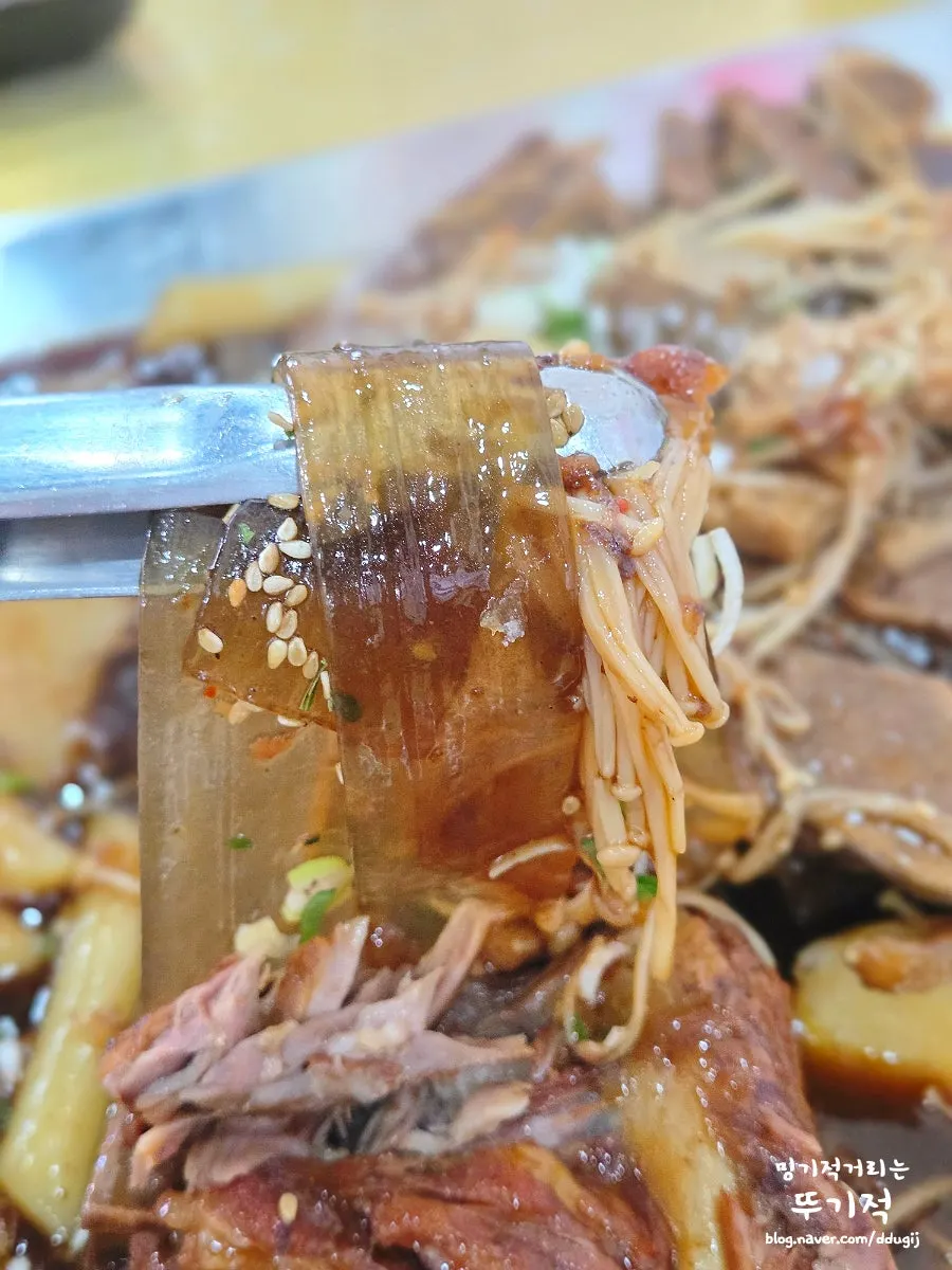 넙적당면과 팽이버섯 기본 사리
