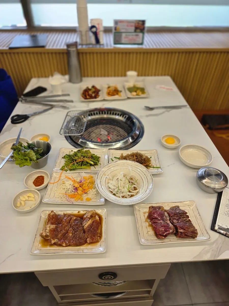 Basic side dish spread including crab marinade