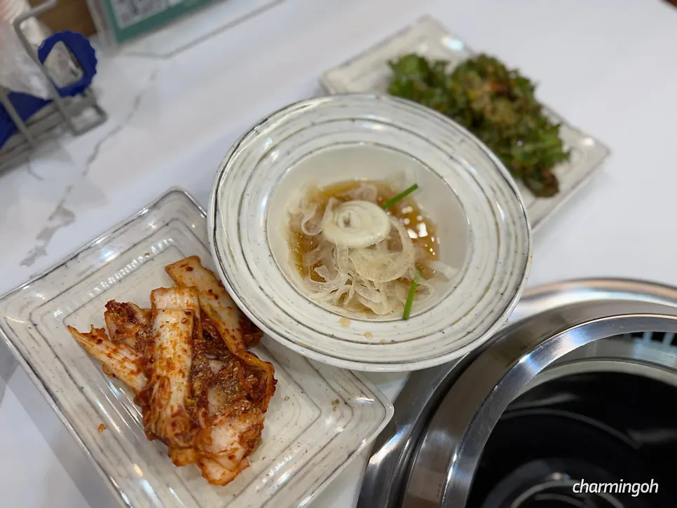 A plate of raw Jeongwon pork galbi