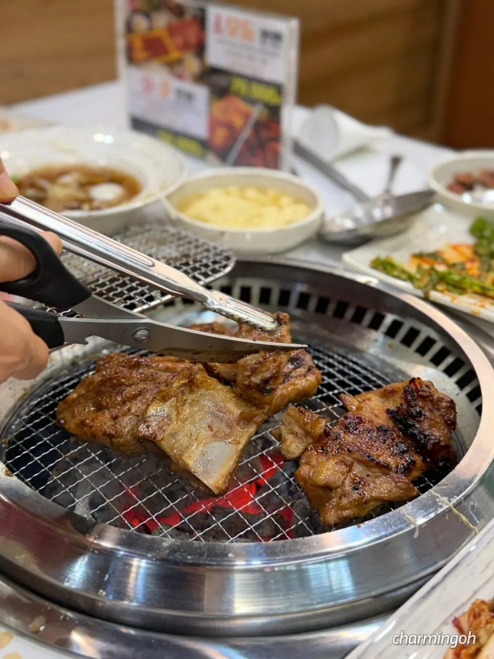 A piece of fully grilled pork galbi