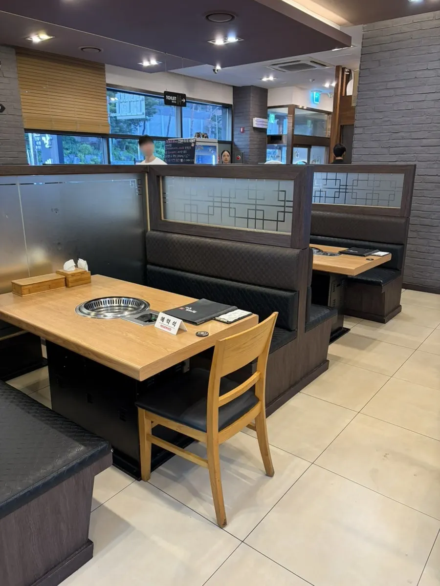 Spaciously arranged tables at the BBQ restaurant