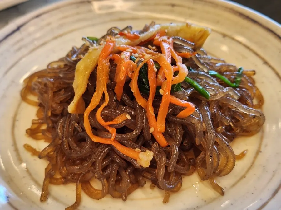 Salad and pickled side dishes at Jeongwon Galbi
