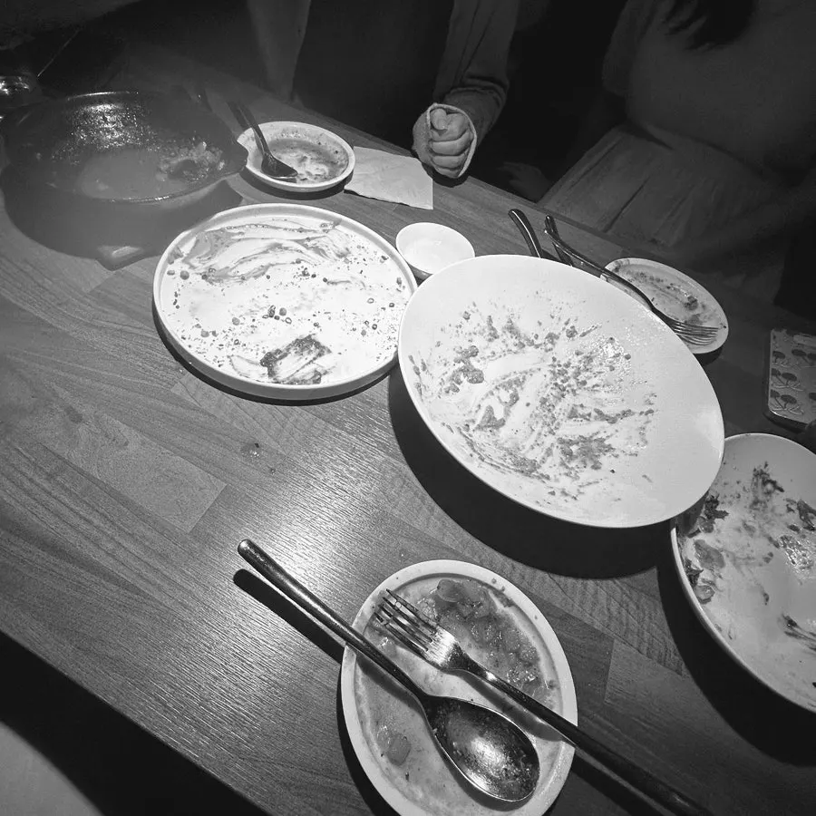 Wrapping up dinner at Adam