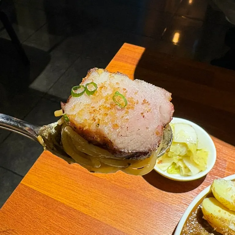 Cross-section of pork belly steak