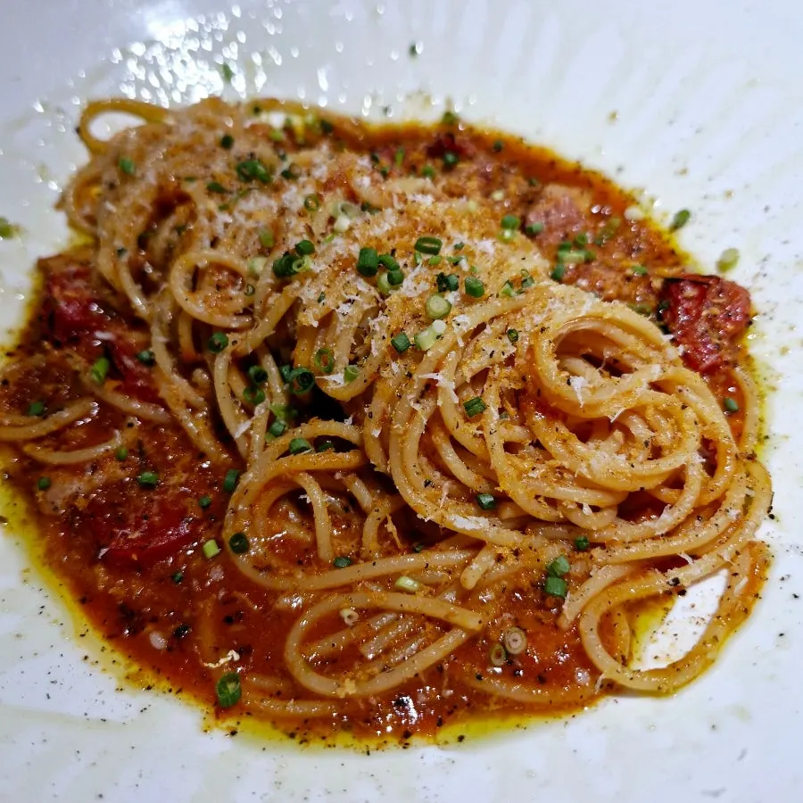 Adam's menu, featuring steak, pasta, and fusion sides
