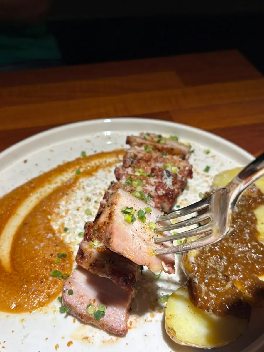 Korean pork belly steak with miso sauce
