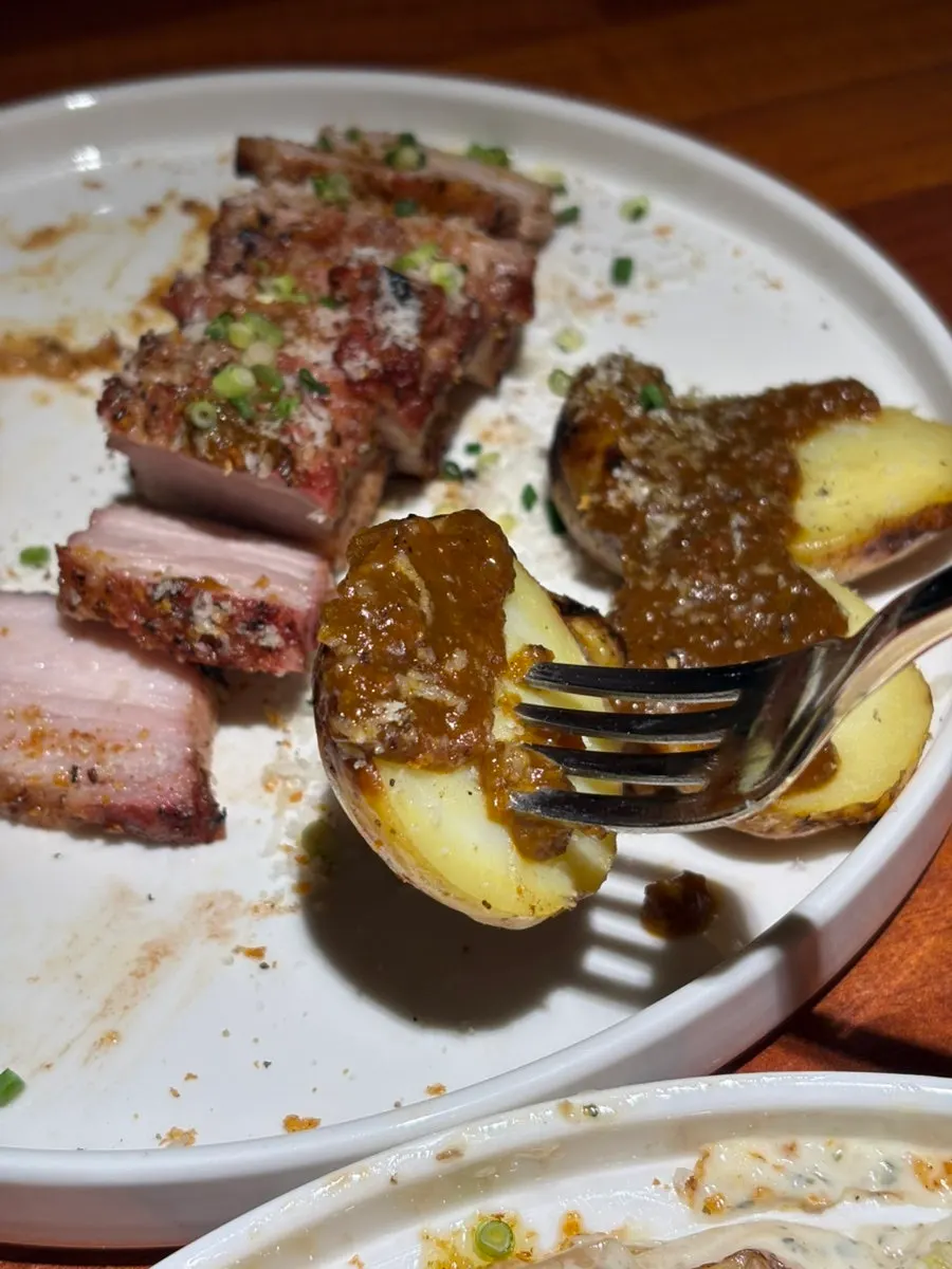 Cross-section of the pork belly steak