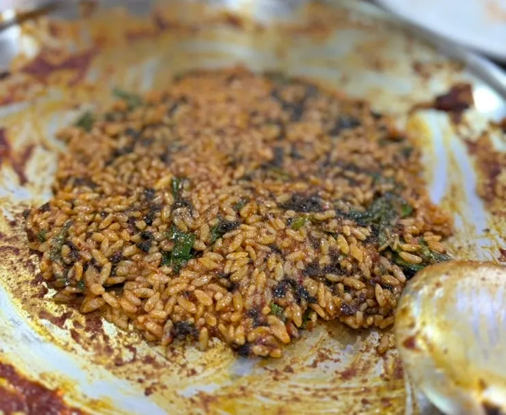 Fried rice with cheese and sesame oil