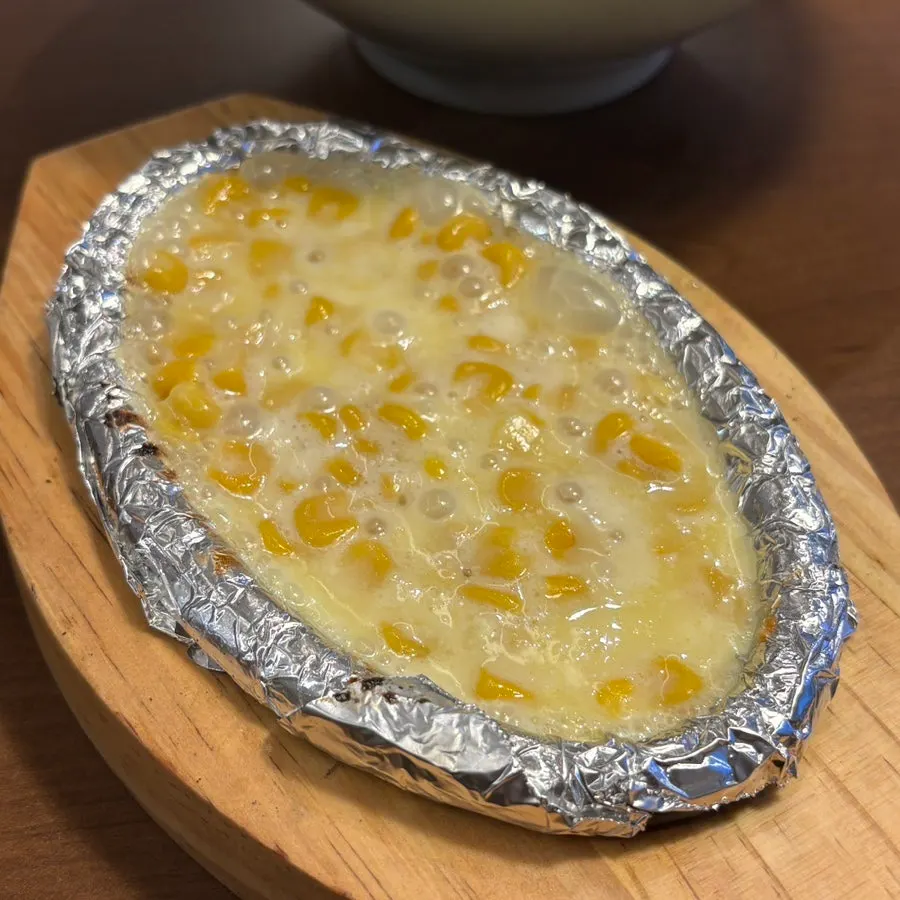 Corn cheese and special sauce served with the jjokgalbi