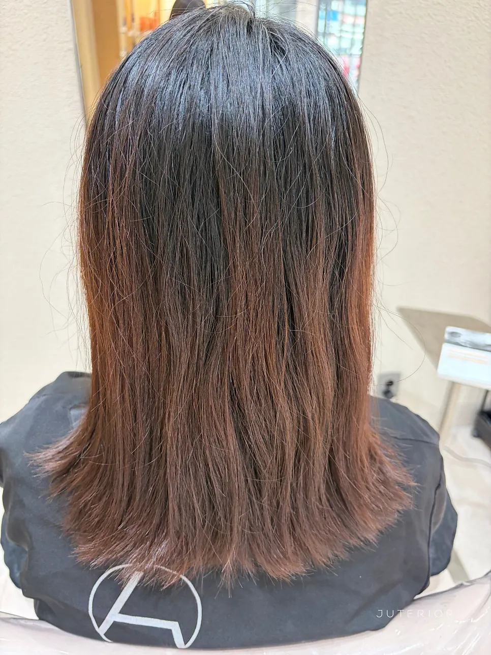 Awkward grow-out hair before a C-curl perm