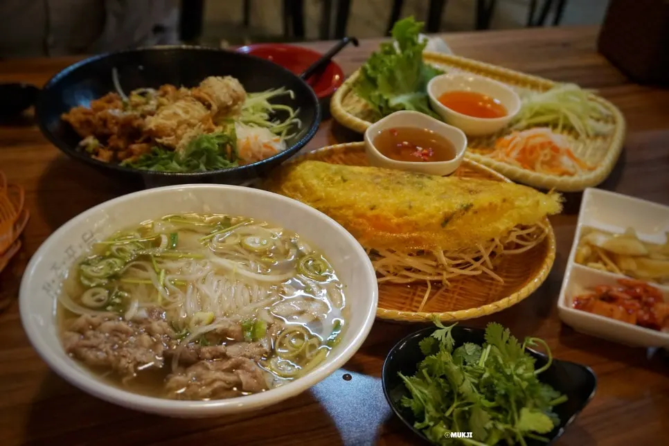 Three dishes from Phodam, a filling amount for two people