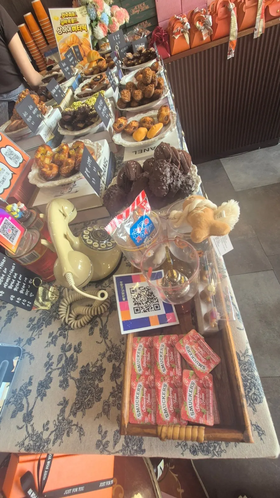Chocolate and salted financiers on display