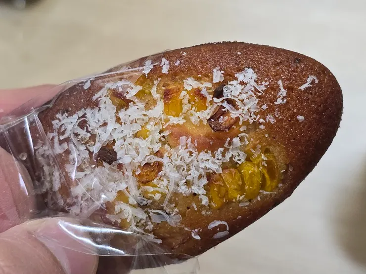 Close-up of a tasted financier
