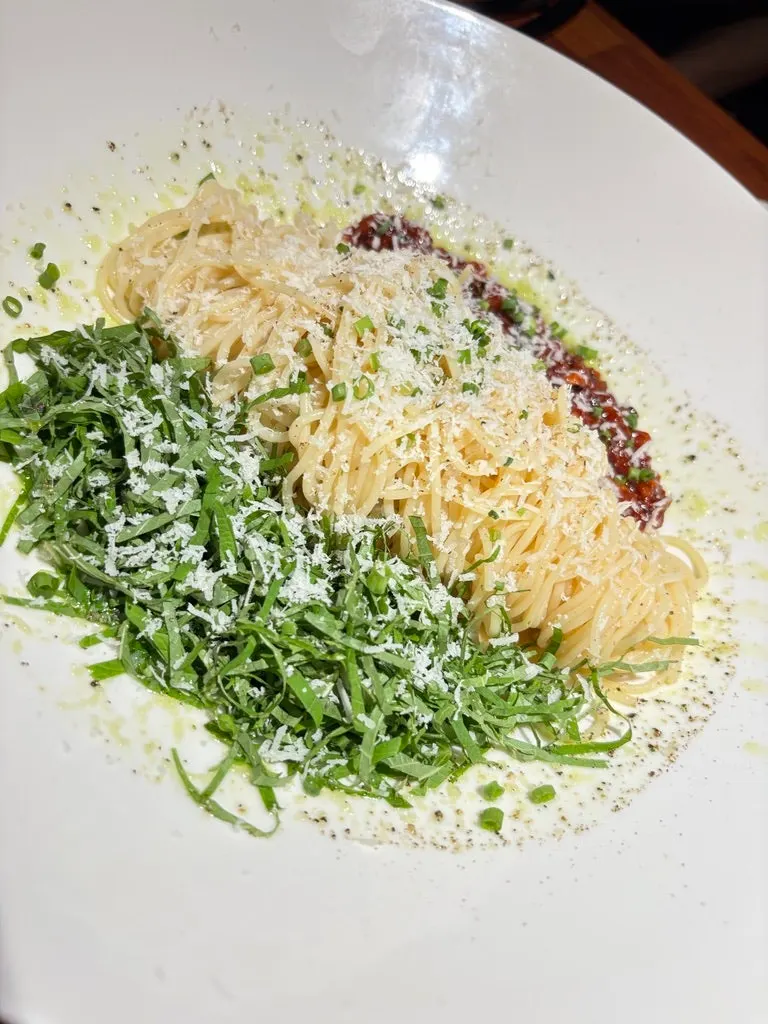 Plate of perilla octopus capellini appetizer
