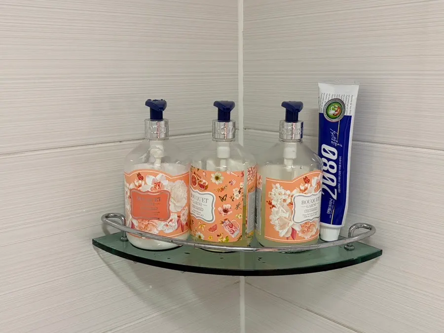 Shampoo and soap among the bathroom amenities