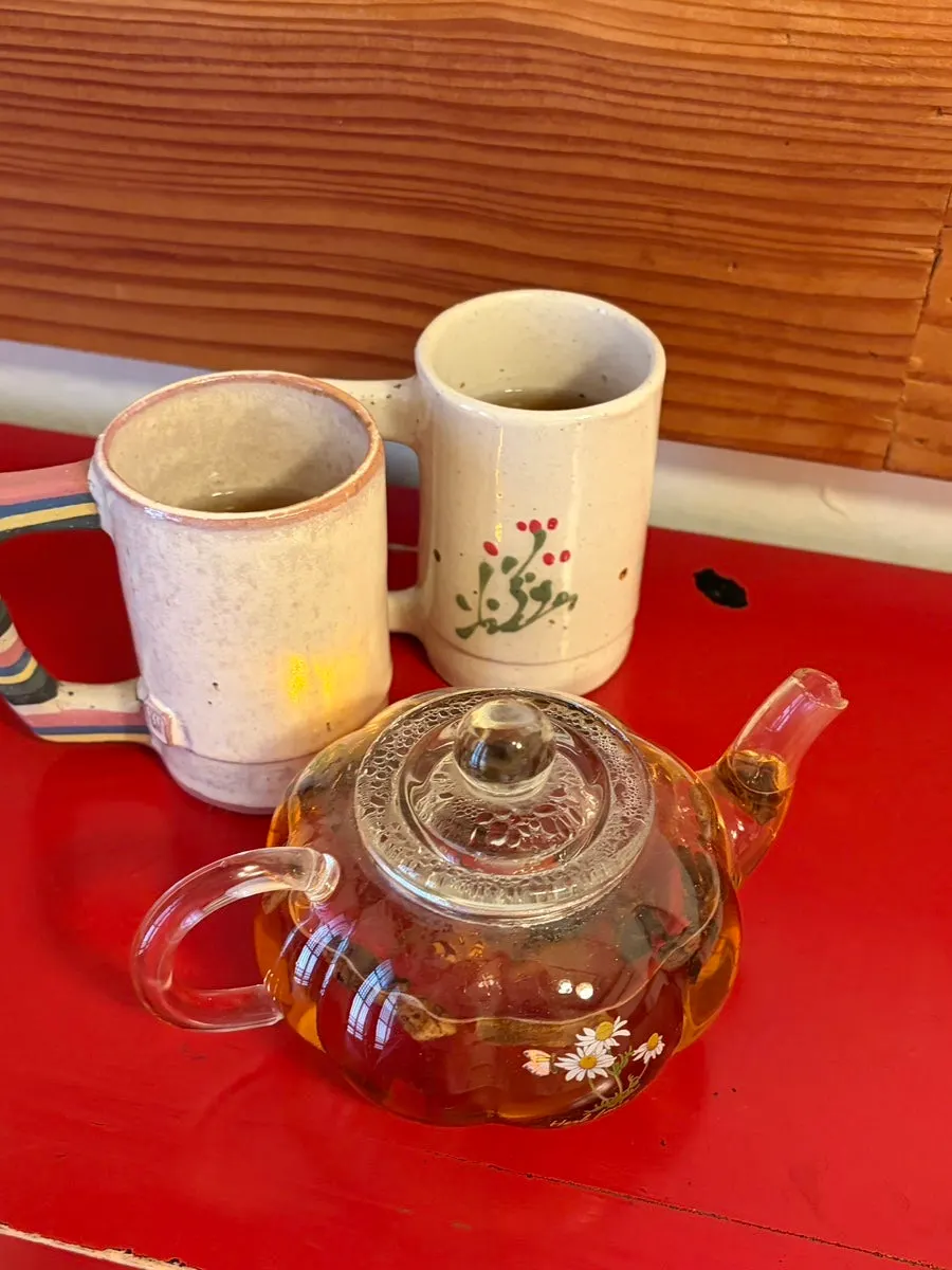 Lotus root and burdock tea brewed and shared