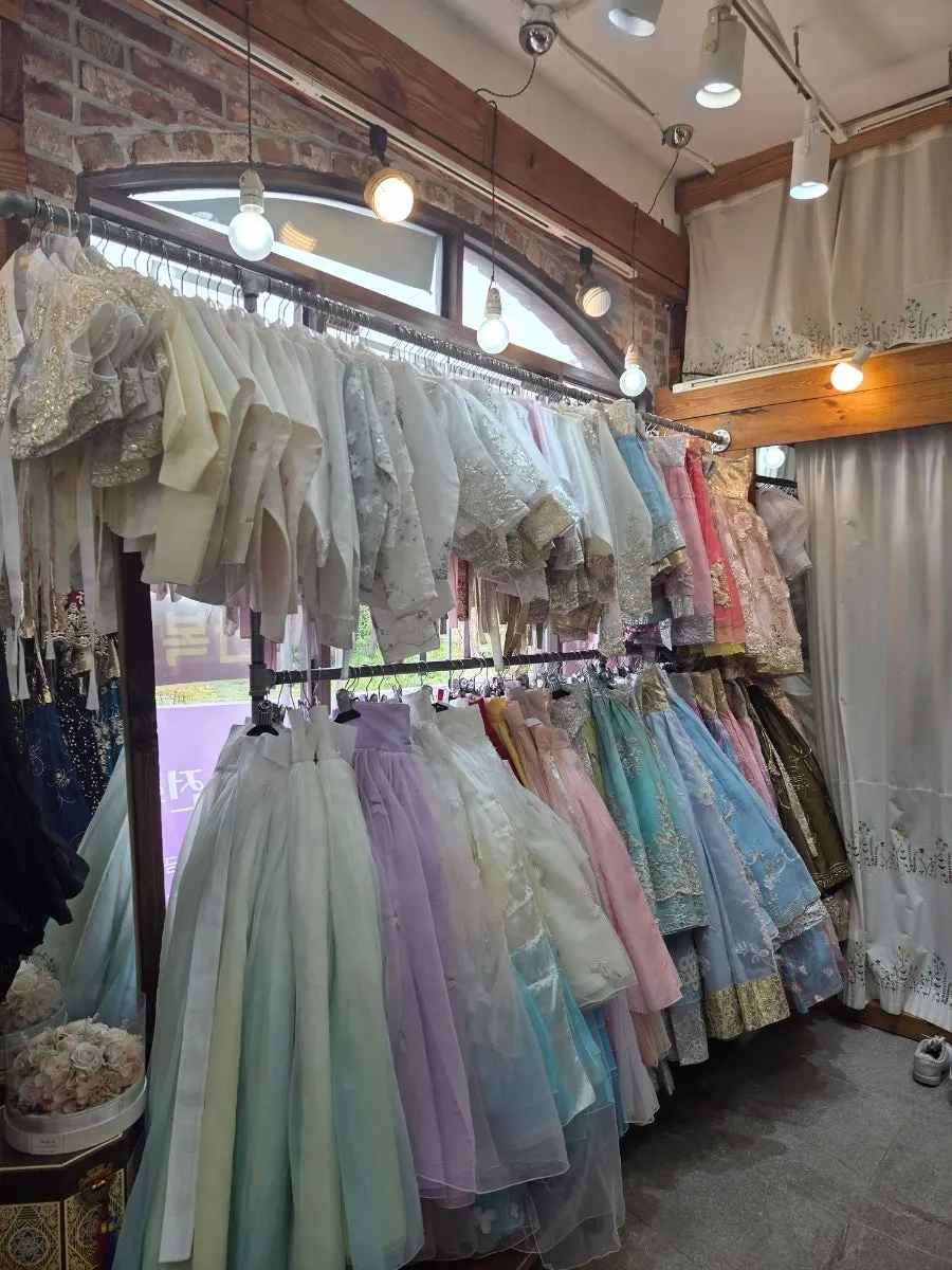Interior of the shop with adult hanbok on display