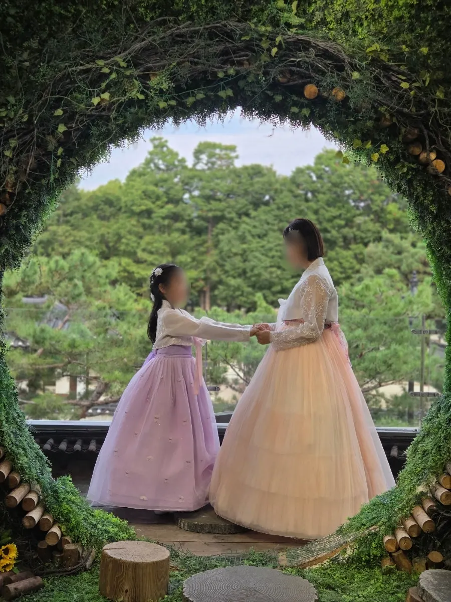 Three generations coordinated in hanbok