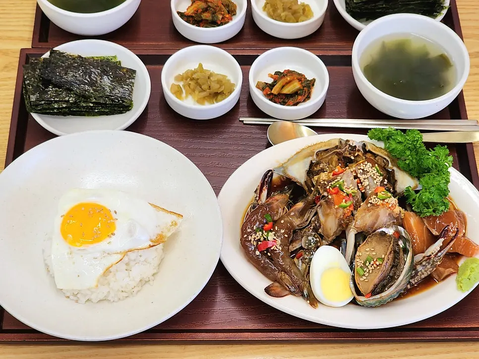 Soy mixed seafood set served neatly as a full table setting