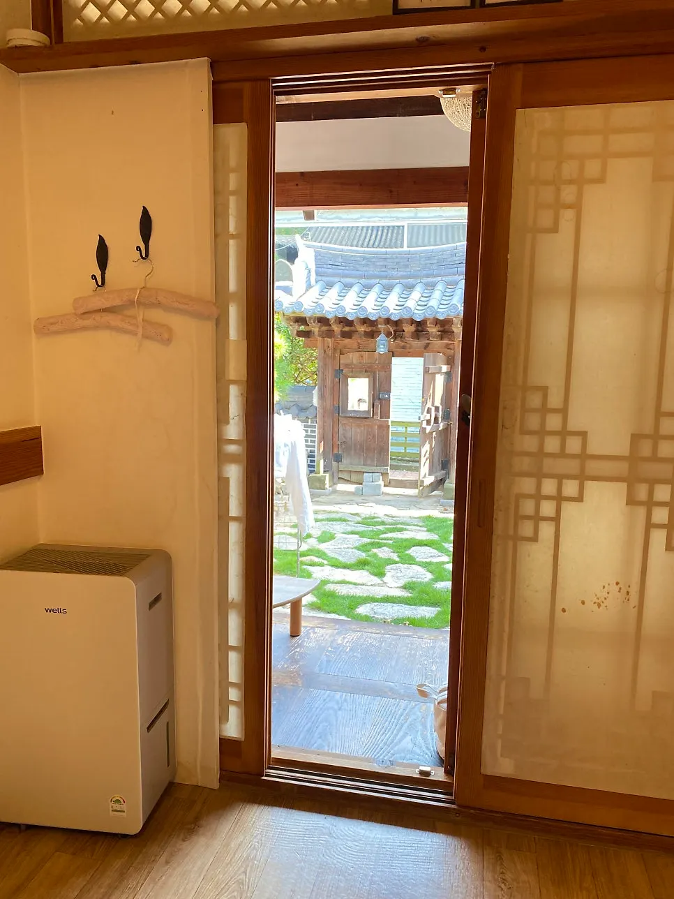 Tidy interior of the Haedanghwa room with high ceilings