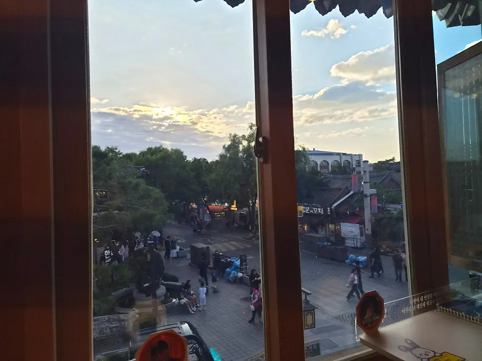 View of Jeonju Hanok Village seen through the big window