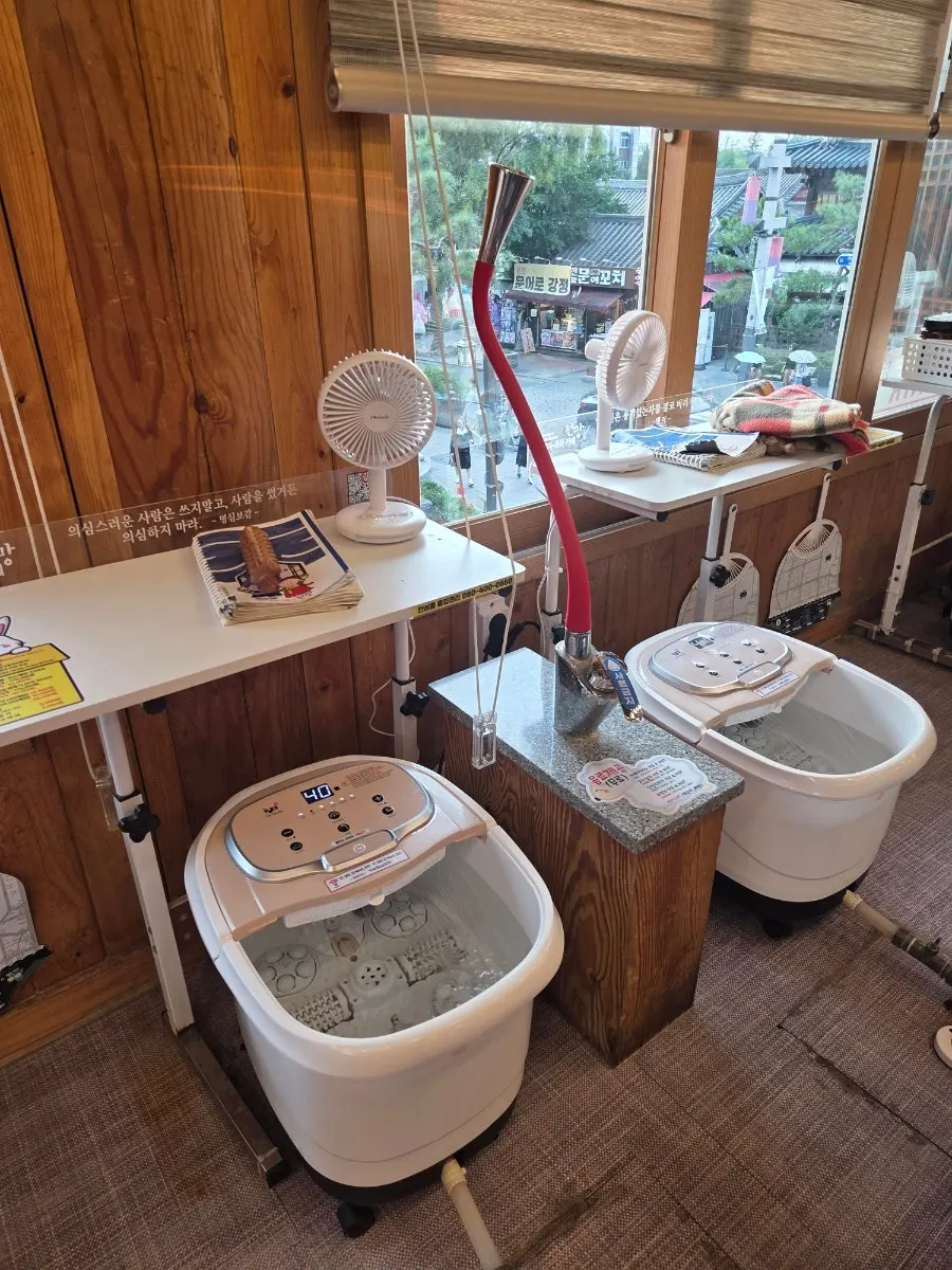 Feet soaking in a warm aroma foot bath