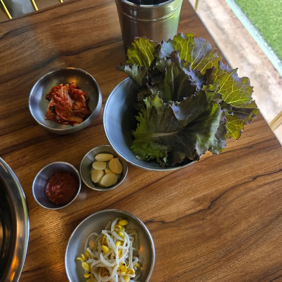 Galbi hot pot set table spread