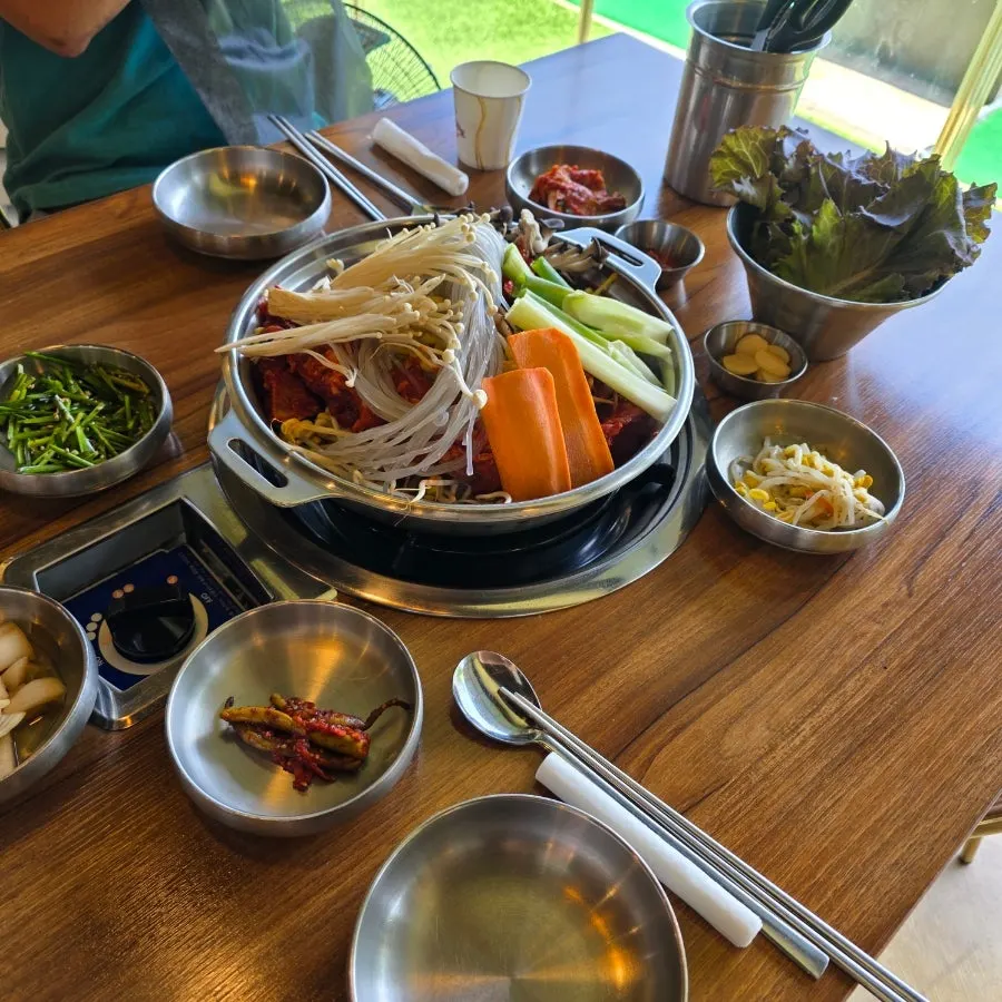 Generously served galbi hot pot