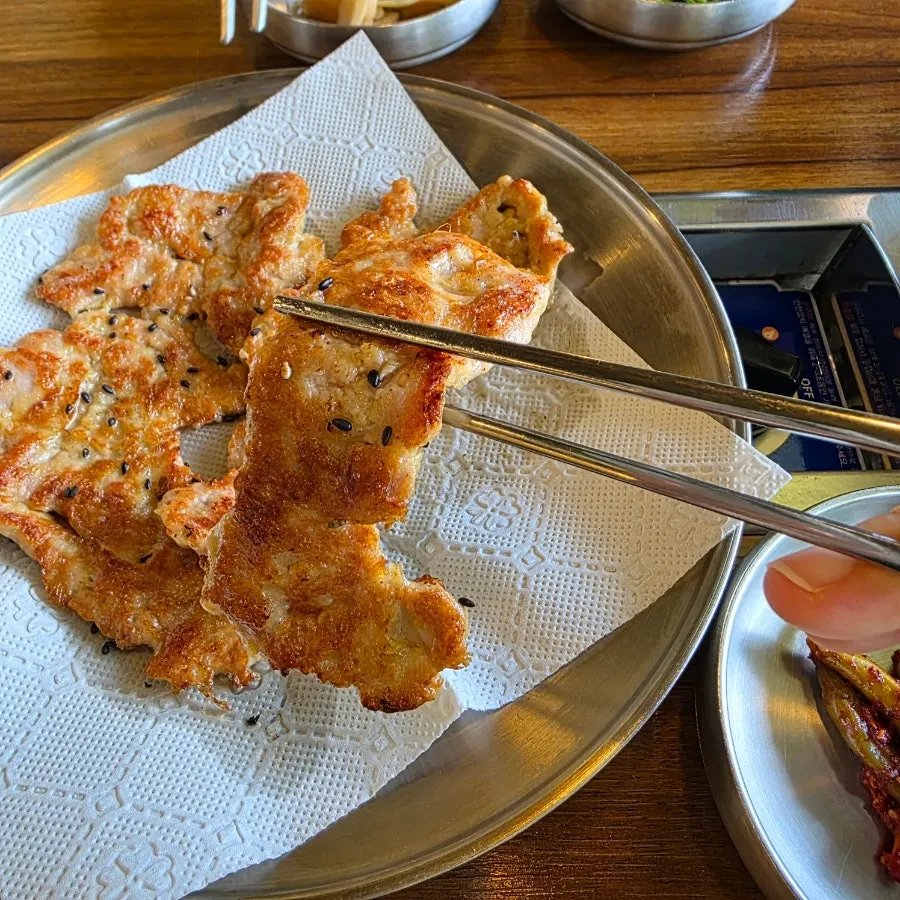 Savory yukjeon from the galbi hot pot set