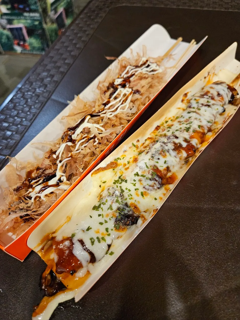 The last remaining piece of the octopus skewer