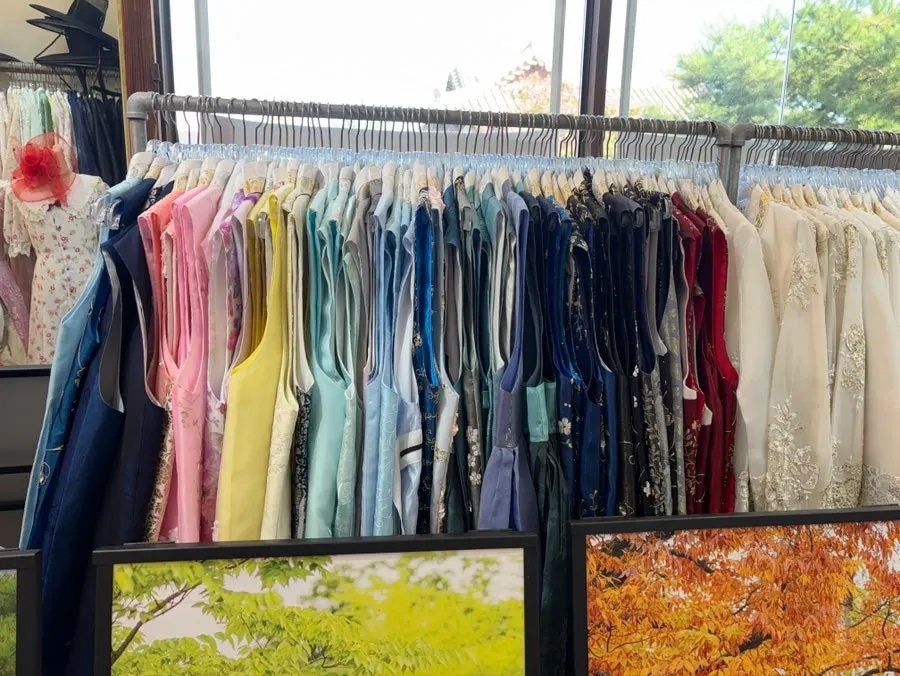 The spacious shop interior with costumes on display