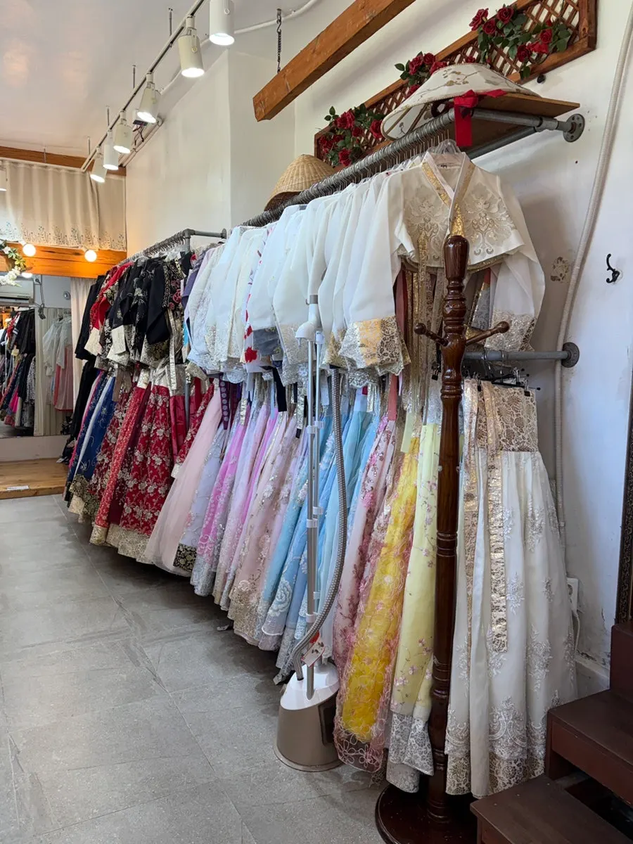 Inside the shop with multiple fitting rooms