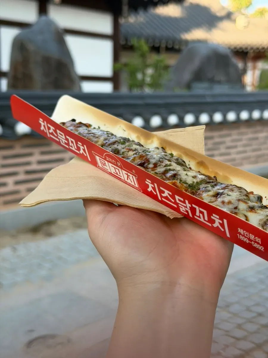 양념 바른 치즈닭꼬치 클로즈업