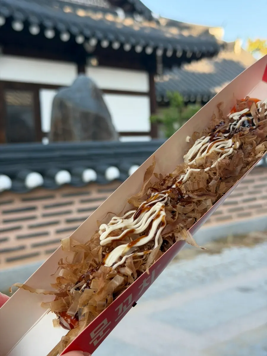 부드러운 문어꼬치 단면 클로즈업