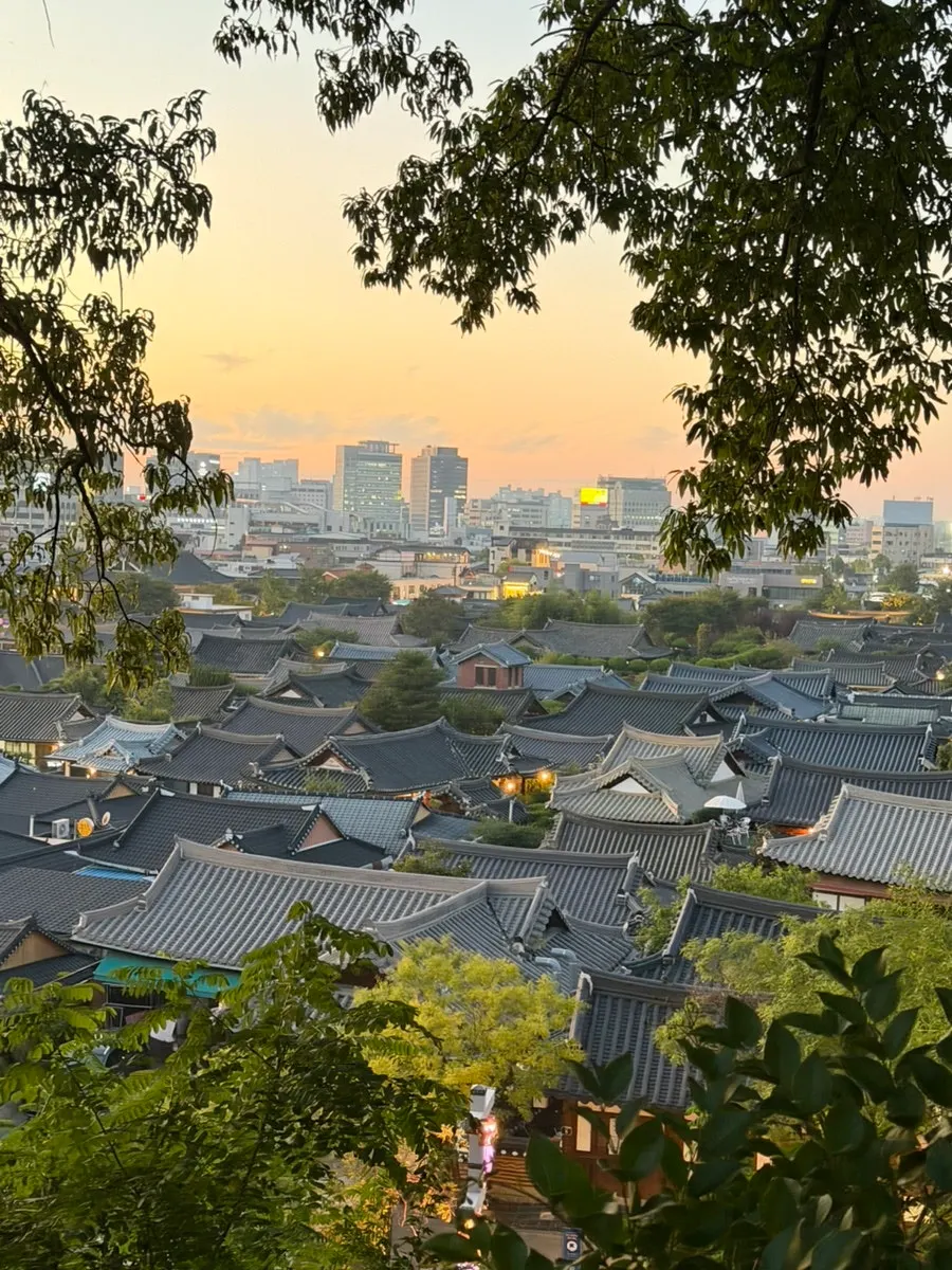야경이 켜진 전주한옥마을 거리
