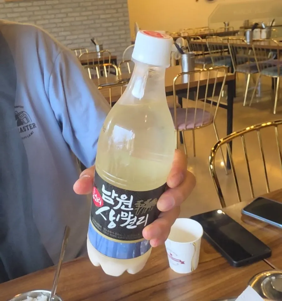 Makgeolli ordered with galbi hot pot