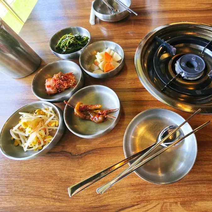 Table set with basic side dishes