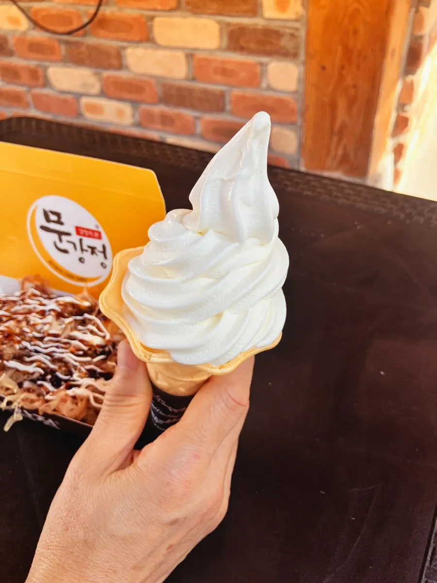 Sanghamokjang ice cream ordered in a cone