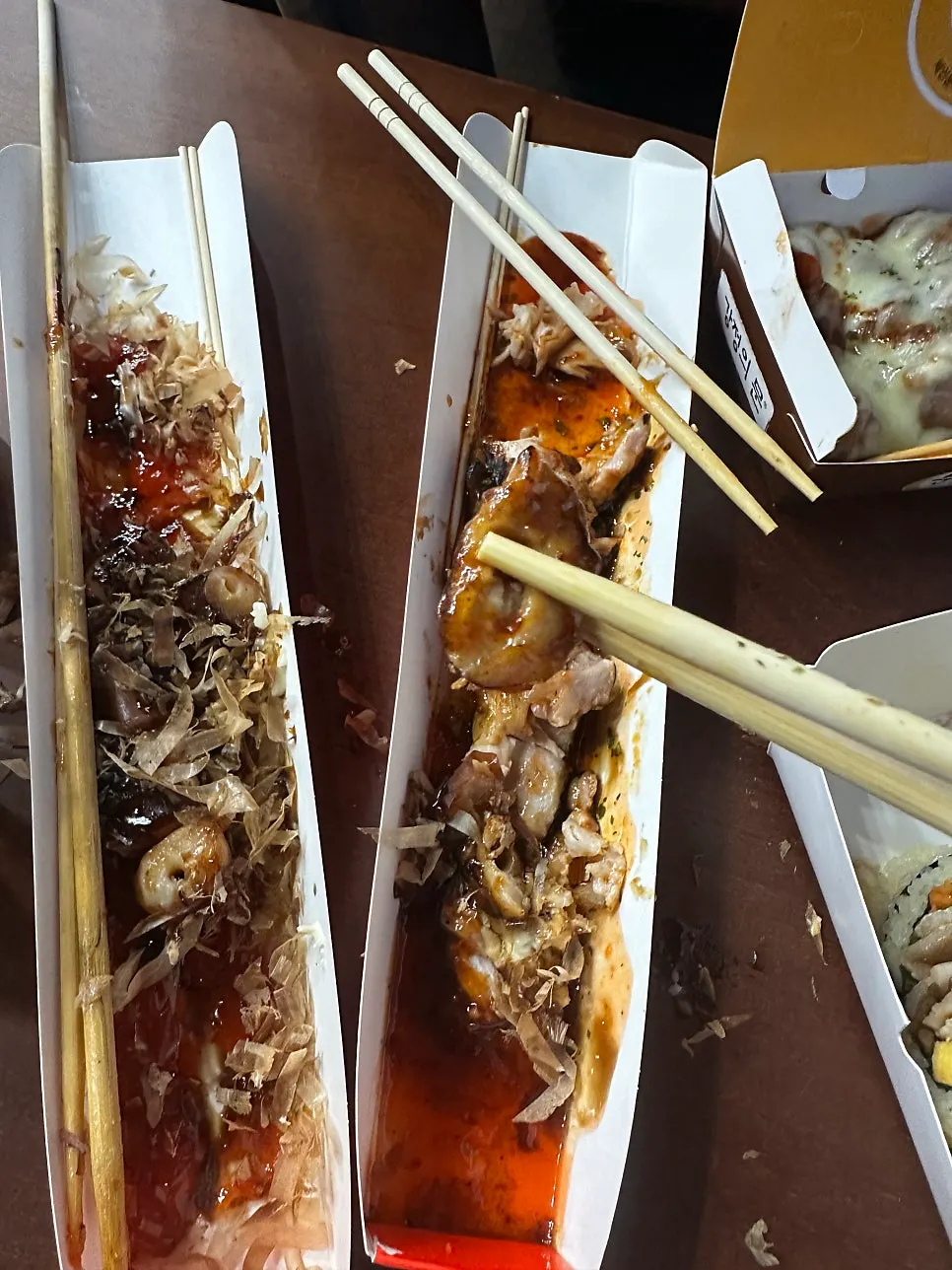 Octopus meat removed from the skewer