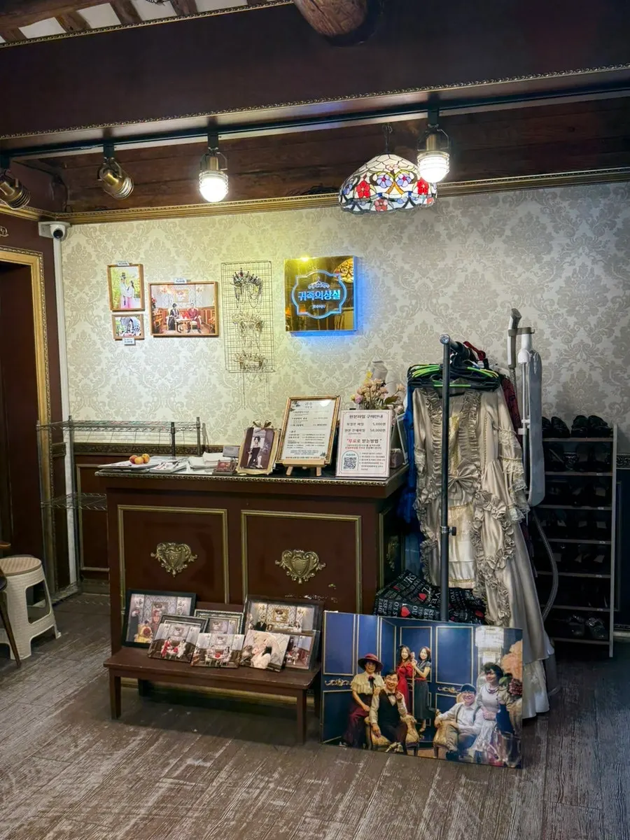 Various traditional hanbok available for rental